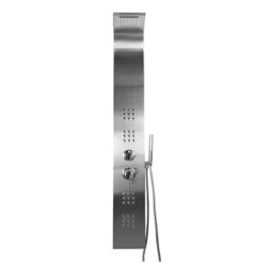 Ducha Vertical Premium Com Hidro E Cascata Inox Escovado Acabamento Aço Inox Escovado