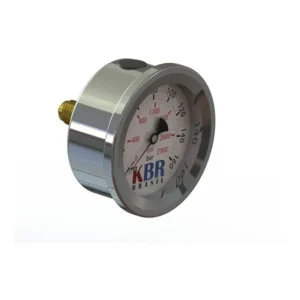 Manômetro 63mm, Inox, Glicerinado, Entrada Traseira 1/4 Bsp