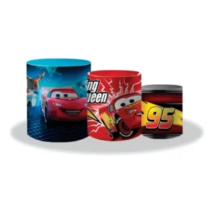 Trio Capa Cilindro Tecido Sublimado 3d Carros