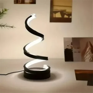 0327- Lâmpada De Mesa Led Em Espiral Preta Com Toque
