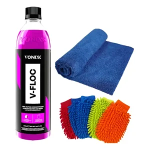 Shampoo V-floc Vonixx + Toalha Microfibra + Luva Microfibra