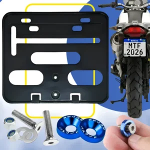 Kit Suporte Placa Moto Mercosul Reforçado +arruela Anodizada