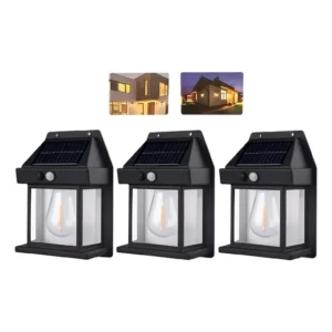 Kit 3 Arandela Luminária Solar Externa Abajur Parede Retrô Decorativas Jardim