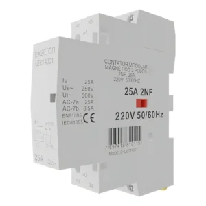 Contator Modular Contatora Bipolar Exatron 25A 2 NF 2 Polos 2p Trilho DIN 35mm LECT4001