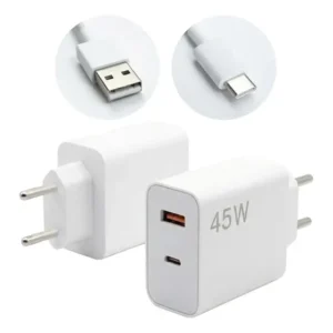 Carregador 45w Turbo Ultra Rápido E Portátil Para Celular Universal Com Cabo Fio Longo Blindado Compatível Com Xiaomi Motorola Fonte Tomada De Parede Potente Duplo Entrada Usb Tipo C Super Charge Pd