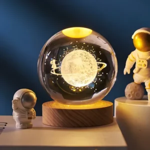 Luminária Bola De Cristal 3d Led Luz Quente Abajur De Mesa
