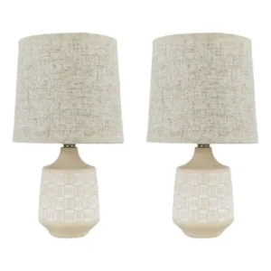 Kit 2 Abajures Com Cúpula Palha - Luminárias De Mesa / Sala Estrutura Bege