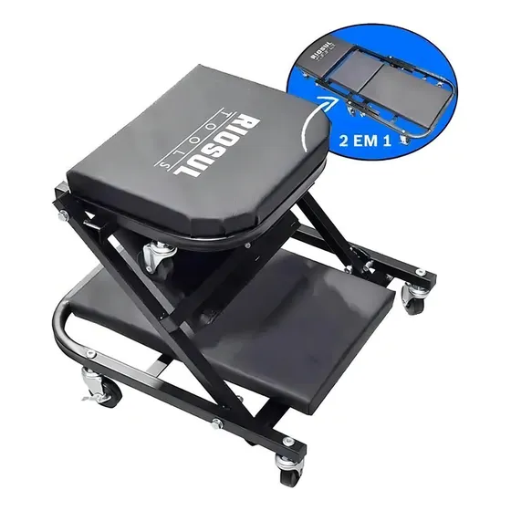 Carrinho para Mecânico Dobrável 2 em 1 com Rodas R070031 Riosul Tools 110 kg de Capacidade