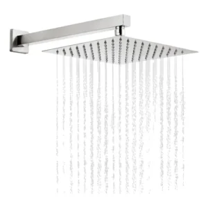 Ducha Fria Aquecedor Solar Gás Quadrada Chuveiro Slim 20x20 Cm Inox Braço 40cm Área Interna e Externa Piscina Jardim Quintal Dazie Metais