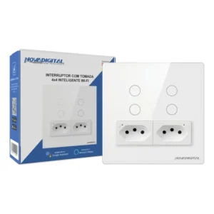 Interruptor Inteligente Wifi 4 Botões Touch 2 Tomadas Alexa