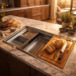 Cuba Cozinha Gourmet 80cm Inox C/ Escorredor + Tabua E Cesto