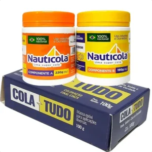 Kit Resina Epoxi Bicomponente 410g Com Massa Cola Tudo Naval