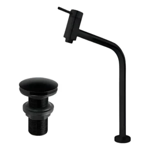 Torneira Link Metais 45º 360º ABS Preto Brilhante Lavabo + Válvula Click