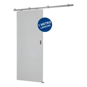 Porta Branca Reforçada 100x210 + Kit Correr Sobrepor Prata