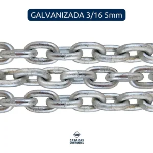 Corrente Elo Soldada 5mm Em Aço Galvanizado - 2 Metros