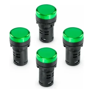 Kit 4x Sinaleiros Led 110-220v 22mm Painel De Comando Din Verde | Monobloco Ad22-22ds
