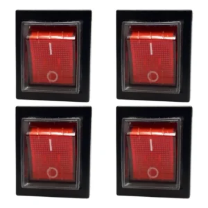 Kit 4 Interruptor Chave Daier Kcd2 Botão Vermelho 16a Capa