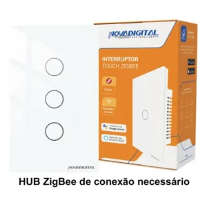 Interruptor Inteligente ZigBee NovaDigital 3 Teclas Botões Touch Tuya Smart Life Alexa Google 110V 220V Bivolt Branco