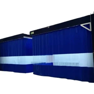 2cortina Cabine Pintura 5,00 L X 3,50 A Azul C/ Visor Ilhós