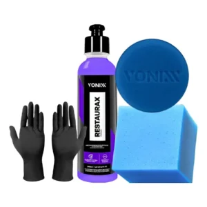 Kit Restaurax Renova Plástico Aplicador Zacs Luva Nitrílica Cor Roxo
