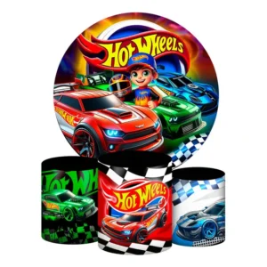 Kit Painel Redondo + Trio Capas Cilindro Carros Corrida 3d
