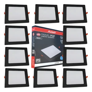 Kit 10 Painel Plafon Embutir 18w Luz Branca 127v 220v Led Preto