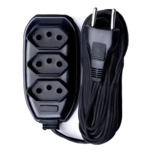 Extensão Eletro Mixer 5m Bivolt 3 Tomadas Preto
