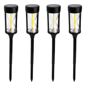 Kit 4 Luminaria Luz Solar Externa Espeto Jardim Lampada Led Lâmpada De Luz Quente Com Três Modos De Iluminação Resistência À Água Com Classificação Ipx4