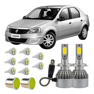 Renault Logan Kit Lampadas Led Farol Baixo H7 Luz Placa Ré