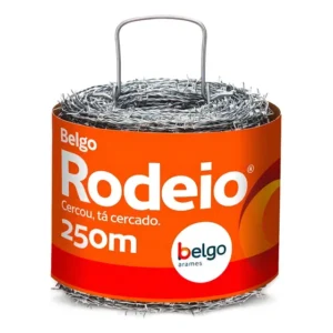 Arame Farpado Belgo Rodeio 250m Galvanizado Duplo 1.6mm 350kg