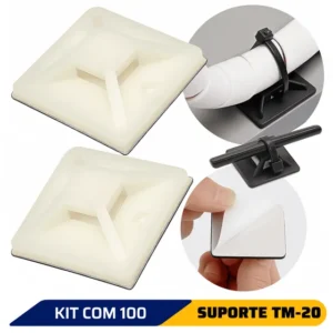 Kit 100 Suporte Tm-20 Fixador Auto-adesivo Lukma 20x20