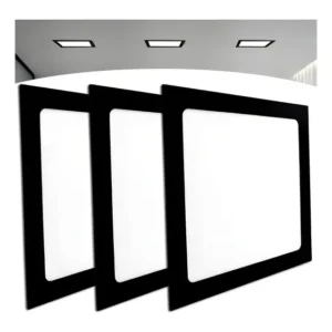 Kit 3 Plafon Painel Led Preto Embutir 20x20 6500k
