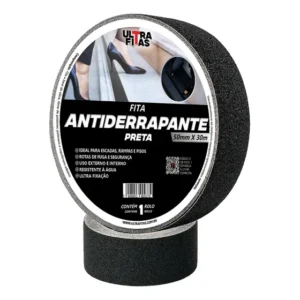 Fita Antiderrapante Ultra Fitas Preta 50mm x 30m Resistência Água Escadas