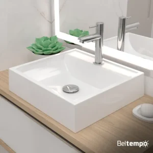 Cuba Pia de Apoio Sobrepor Quadrada 40x37 Branca Banheiro Lavabo Beltempo BT-2003