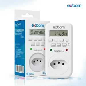 Tomada Timer Temporizador Digital Exbom TMD-TB91A Programação inteligente 24 Horas Bivolt Inteligente Economia de Energia Automação Residencial, Timer Para Piscina, iluminação e Automação