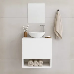 Gabinete Para Banheiro 40cm Com Cuba E Espelho Armário Suspenso Lavabo Completo