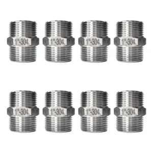 Kit 8 Conexões Niple 1 Polegada Aço Inox 304 Duplo Sextavado