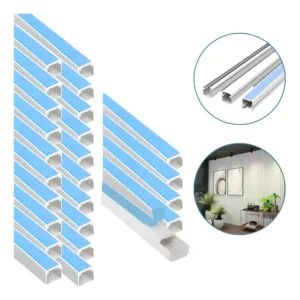 Kit 25 Organizador Fios Pvc 10x10x1000mm Dupla Face Branco