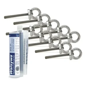 Kit 10 Und Olhal Ancoragem 25kn Barra 14cm Inox e Chumbador Químico
