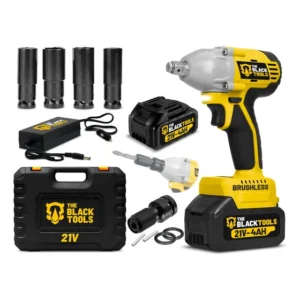 Chave De Impacto A Bateria 21V 1/2" Pol 2400 Rpm Bivolt Com Acessórios E Maleta The Black Tools