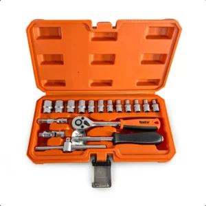 Kit Soquetes 1/4 Catraca E Acessórios 17 Peças Em Aço Crv