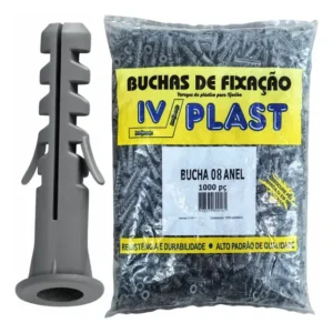 Bucha Ivplast 8mm C/ Aba Anel Sem Parafuso Pacote 1000 Peças