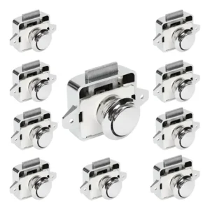 Trava Push Lock Fechadura Embutir Prateado para Armários e Portas
