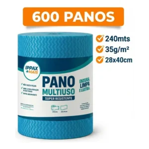 Pano Multiuso Para Limpeza Ippax +mais 28x40cm 600un Azul 240m