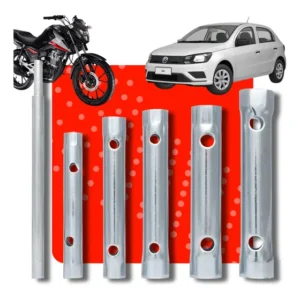 Jogo Chave De Vela Automotivo 8-17mm Kit 6 Peças Soquete Aço
