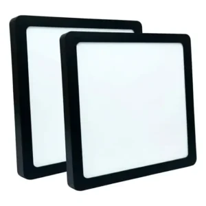Kit 2 Led Plafon Sobrepor 40w 28x28 Quadrado Branco 6500k Preto