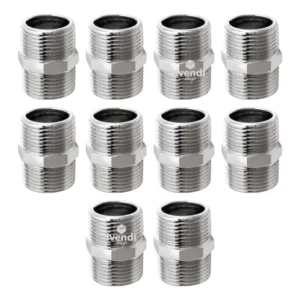 10x Nipple Niple Conexão Metal 1/2x1/2 Bsp Cromado Multiuso