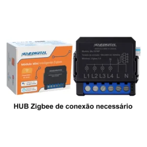 Modulo Mini ZigBee Interruptor Relé 4 Canais Novadigital Automação Alexa Tuya Smart Life Bivolt 127v/220v
