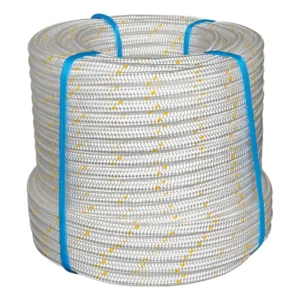 Cordas Pampa NR18 12mm corda rapel poliamida cor branca com fio amarelo 50m