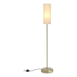 Luminária Skyshow® Yudi Chão Coluna Piso Vintage Cúpula Bege Estrutura Dourada